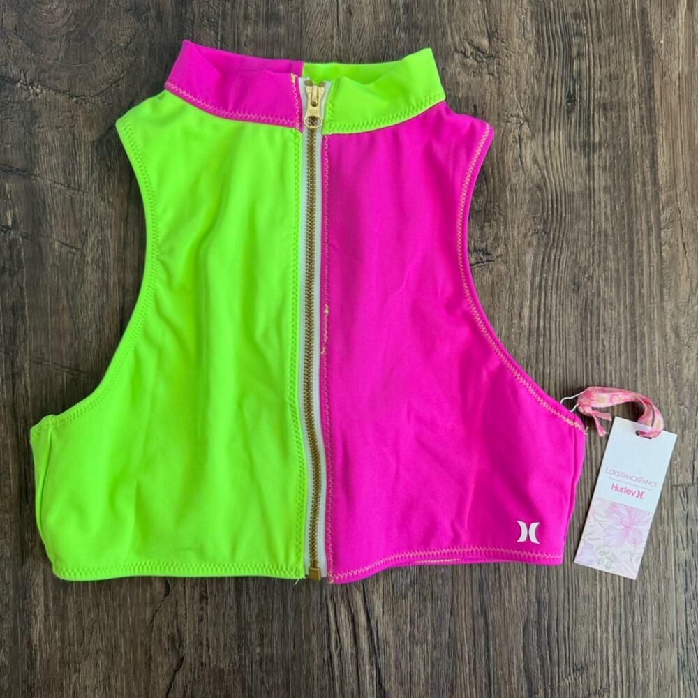 NEW LoveShackFancy x Hurley Solid Blocked High Neck Bikini Top M - Picture 4 of 9